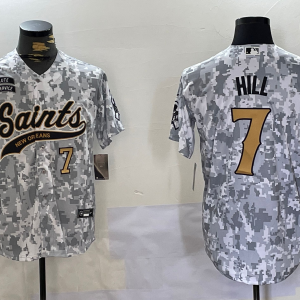 Men's New Orleans Saints #7 Taysom Hill Arctic Camo 2024 Salute to Service Stitched Baseball Jerseys