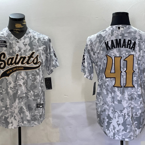 Men's New Orleans Saints #41 Alvin Kamara Arctic Camo 2024 Salute to Service Stitched Baseball Jersey