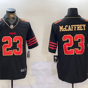 Men's San Francisco 49ers #23 Christian McCaffrey Black Golden Edition Stitched Nike Limited Jersey