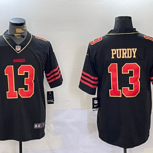Men's San Francisco 49ers #13 Brock Purdy Black Golden Edition Stitched Nike Limited Jersey