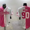 Men's Pittsburgh Steelers #90 T.J. Watt 2024 Arctic Red White Salute To Service Stitched Baseball Jersey