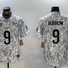 Men's Cincinnati Bengals #9 Joe Burrow Arctic Camo 2024 FUSE Salute to Service Limited Stitched Jersey