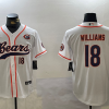 Men's Chicago Bears #18 Caleb Williams Number White Throwback With Patch Cool Base Stitched Baseball Jersey