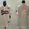 Men's Chicago Bears #15 Rome Odunze White Throwback With Patch Cool Base Stitched Baseball Jersey