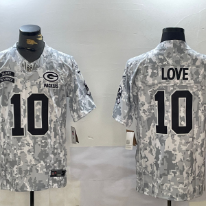 Men's Green Bay Packers #10 Jordan Love Arctic Camo 2024 FUSE Salute to Service Limited Stitched Jersey