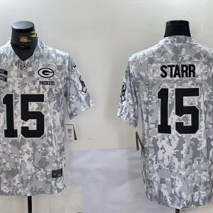 Men's Green Bay Packers #15 Bart Starr Arctic Camo 2024 FUSE Salute to Service Limited Stitched Jersey