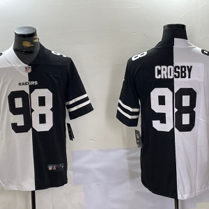 Men's Las Vegas Raiders #98 Maxx Crosby White Black Peaceful Coexisting Vapor Stitched Jersey