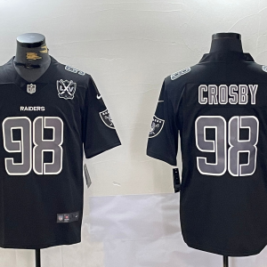 Men's Las Vegas Raiders #98 Maxx Crosby Black 65TH Patch Limited Fashion Vapor Jersey
