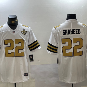 Men's New Orleans Saints #22 Rashid Shaheed Limited White With Team Patch Vapor Stitched Jersey