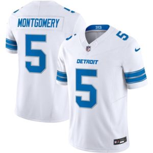 Men's Detroit Lions #5 David Montgomery White 2024  Jersey