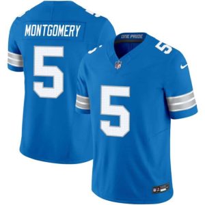 Men's Detroit Lions #5 David Montgomery Blue 2024  Jersey