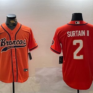Men's Denver Broncos #2 Pat Surtain II Orange Cool Base Stitched Baseball Jerseys
