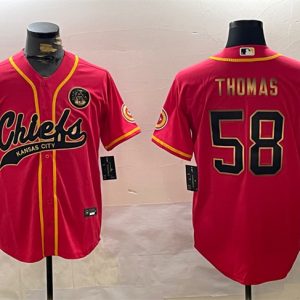 Men's Kansas City Chiefs #58 Derrick Thomas Red Gold Cool Base Stitched Baseball Jersey