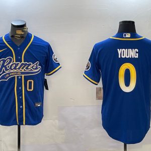 Men's Los Angeles Rams #0 Byron Young Royal Cool Base Stitched Baseball Jersey