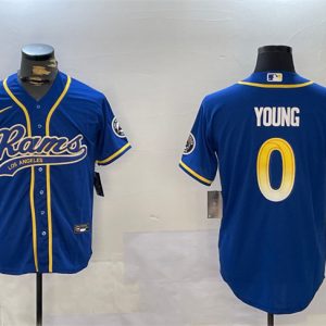 Men's Los Angeles Rams #0 Byron Young Royal Cool Base Stitched Baseball Jerseys