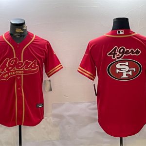 Men's San Francisco 49ers Team Big Logo Red Cool Base Stitched Baseball Jersey