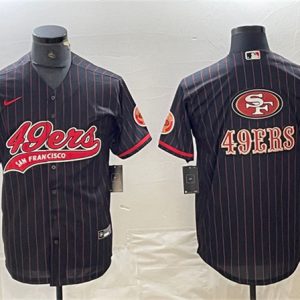 Mens San Francisco 49ers Black Team Big Logo With Patch Cool Base Stitched Baseball Jerseys