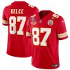Men's Kansas City Chiefs #87 Travis Kelce Red 2024 F.U.S.E. Super Bowl LVIII Patch With NKH Patch And 4-star C Patch Vapor Untouchable Limited Football Stitched Jersey