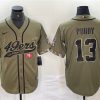 Men's San Francisco 49ers #13 Brock Purdy Olive Salute to Service With Patch Cool Base Stitched Baseball Jersey