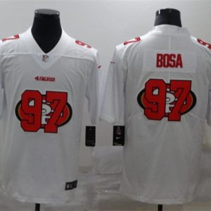 Men's San Francisco 49ers #97 Nick Bosa White Shadow Logo Limited Stitched Jersey