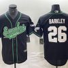 Men's Philadelphia Eagles #26 Saquon Barkley Black Cool Base Stitched Baseball Jersey
