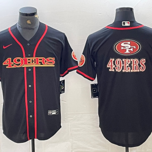 Men's San Francisco 49ers Big Logo Black Red Cool Base Stitched 2023 Baseball Jersey