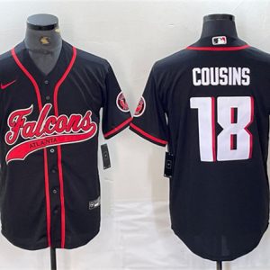 Men's Atlanta Falcons #18 Kirk Cousins Black With Patch Cool Base Baseball Stitched Jersey