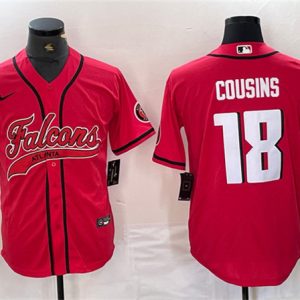 Men's Atlanta Falcons #18 Kirk Cousins Red With Patch Cool Base Baseball Stitched Jersey