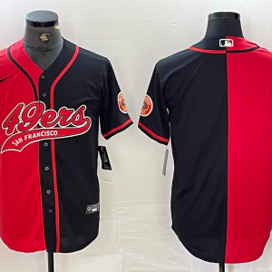 Men's San Francisco 49ers Blank Red Black White Blue Two Tone Stitched Baseball Jersey