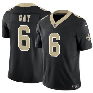 Men's New Orleans Saints #6 Willie Gay Black 2023 F.U.S.E. Vapor Limited Football Stitched Jersey