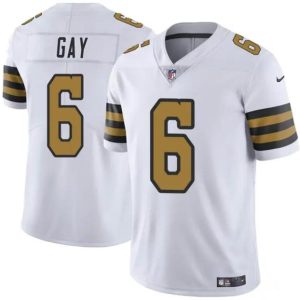 Men's New Orleans Saints #6 Willie Gay White Color Rush Limited Football Stitched Jersey