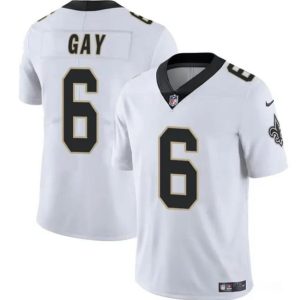 Men's New Orleans Saints #6 Willie Gay White Vapor Limited Football Stitched Jersey