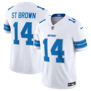 Men's Detroit Lions #14 Amon-Ra St. Brown White 2024 F.U.S.E. Vapor Limited Stitched Jersey