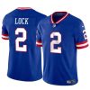 Men's New York Giants #2 Drew Lock Blue Throwback Vapor Untouchable Limited Football Stitched Jersey