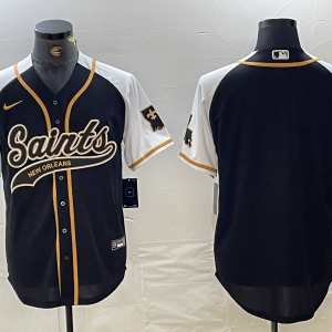 Men's New Orleans Saints Blank Black White 1987 Legacy Cool Base Stitched Baseball Jersey