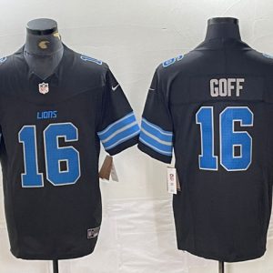 Men's Detroit Lions #16 Jared Goff Black 2024 F.U.S.E. 2nd Alternate Vapor Limited Football Stitched Jersey