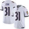 Men's Baltimore Ravens #31 Dalvin Cook White Vapor Limited Football Stitched Jersey