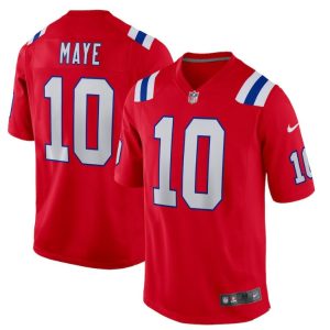 Mens New England Patriots #10 Drake Maye Nike Red Alternate Vapor Limited Jersey