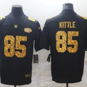 Men's San Francisco 49ers #85 George Kittle 2020 Black Leopard Print Fashion Limited Stitched Jersey