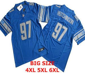 Men's Detroit Lions #97 Aidan Hutchinson Blue Red FUSE Limited Vapor Stitched Jersey