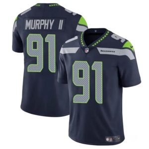 Men's Seattle Seahawks #91 Byron Murphy II Navy 2024 Draft Vapor Limited Football Stitched Jersey