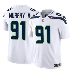 Men's Seattle Seahawks #91 Byron Murphy II White 2024 Draft F.U.S.E Vapor Limited Football Stitched Jersey