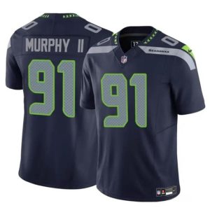 Men's Seattle Seahawks #91 Byron Murphy II Navy 2024 Draft F.U.S.E Vapor Limited Football Stitched Jersey