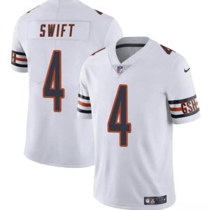 Men's Chicago Bears #4 D?Andre Swift White Vapor Football Stitched Jersey