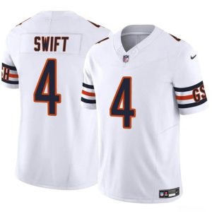 Men's Chicago Bears #4 D?Andre Swift White 2023 F.U.S.E. Vapor Football Stitched Jersey