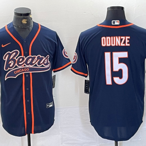 Men's Chicago Bears #15 Rome Odunze Navy BlueWith Patch Cool Base Stitched Baseball Jersey