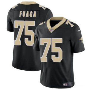 Men's New Orleans Saints #75 Taliese Fuaga Black 2024 Draft Vapor Limited Football Stitched Jersey