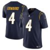 Men's Los Angeles Chargers #4 Gus Edwards Navy Vapor Limited Football Stitched Jersey