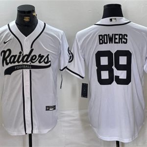Men's Las Vegas Raiders #89 Brock Bowers White Cool Base Baseball Stitched Jersey