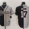 Men's Las Vegas Raiders #17 Davante Adams Number Grey Black Split Cool Base Stitched Baseball Jersey